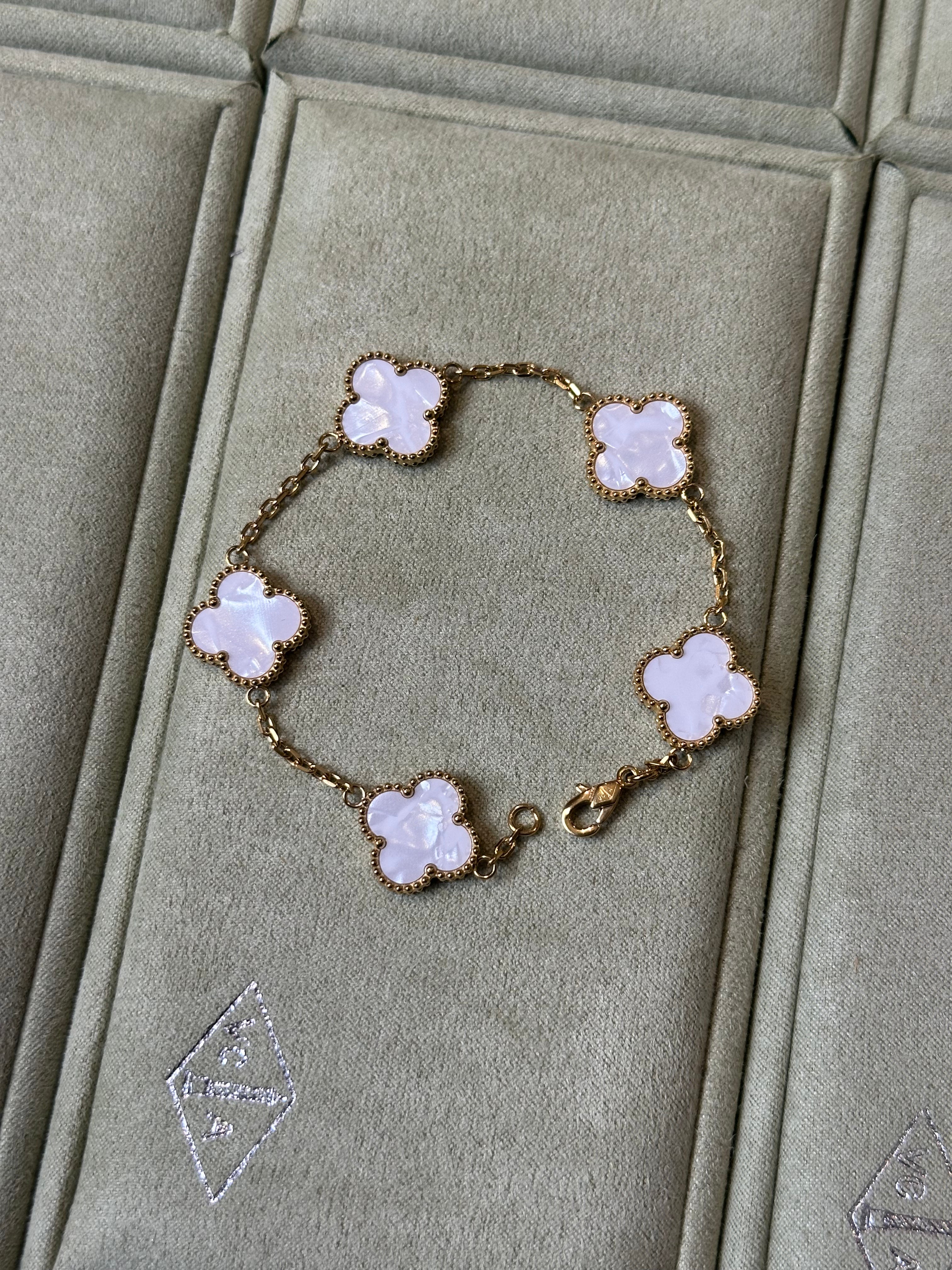 van cleef & arpels  yellow gold, white mother-of-pearl Bracelet 5 Motif