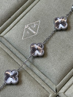 van cleef & arpels White Gold Guilloche Vintage Alhambra Bracelet 5 Motif