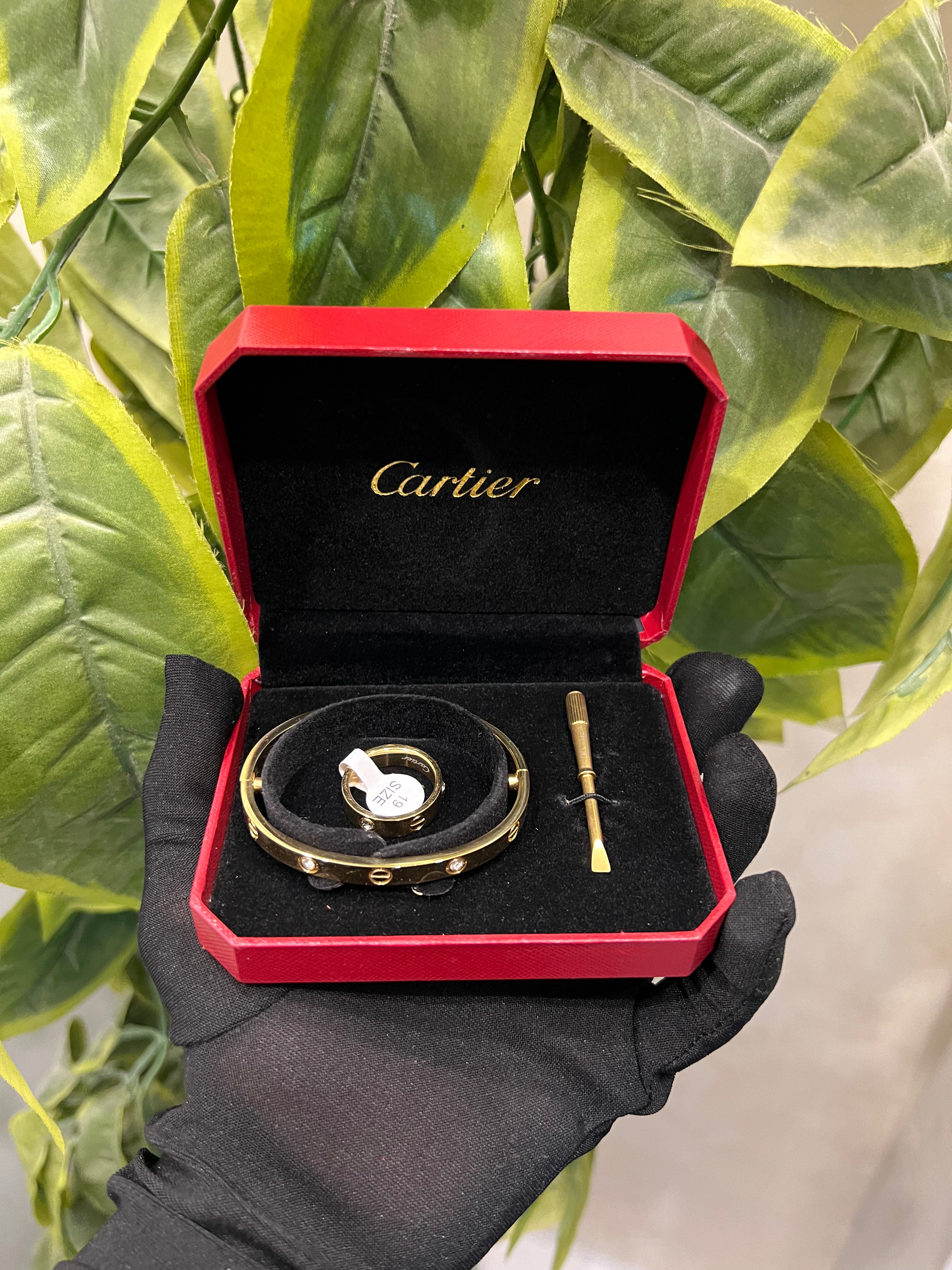 Love bracelet model,4 diamonds + Ring,