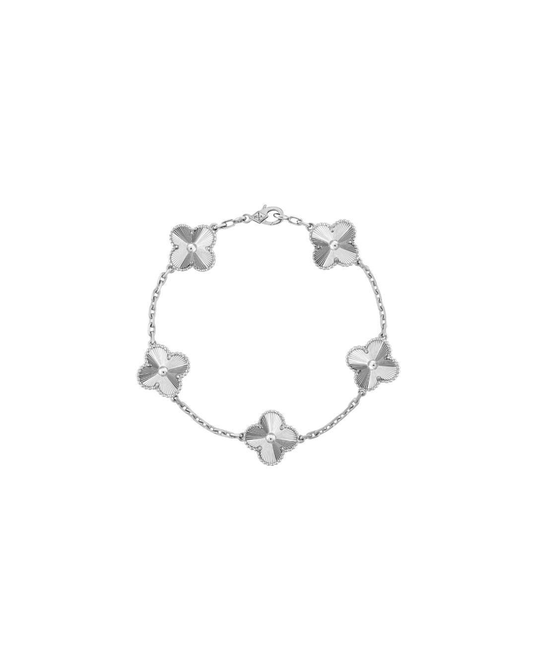 van cleef & arpels White Gold Guilloche Vintage Alhambra Bracelet 5 Motif