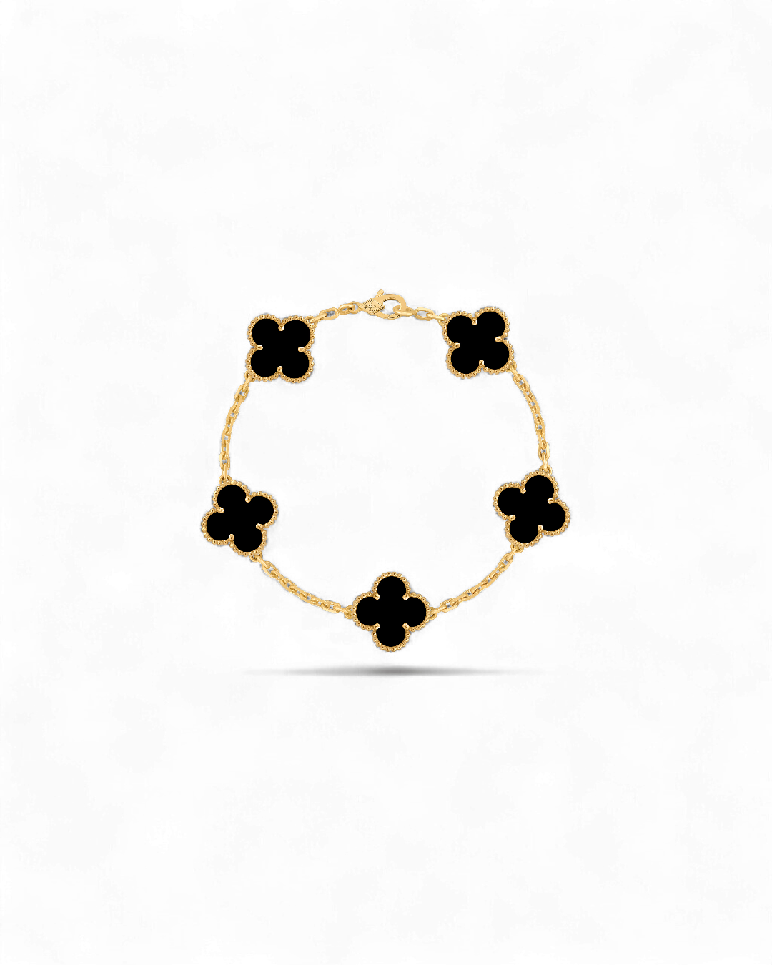 van cleef & arpels Black  Gold Guilloche Vintage Alhambra Bracelet 5 Motif