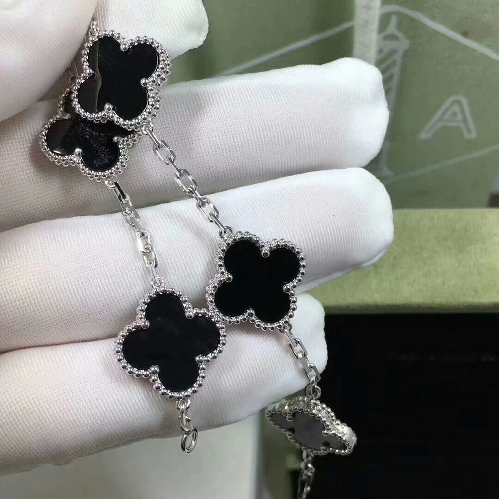 van cleef & arpels 18K  Black & silver Bracelet 5 Motif